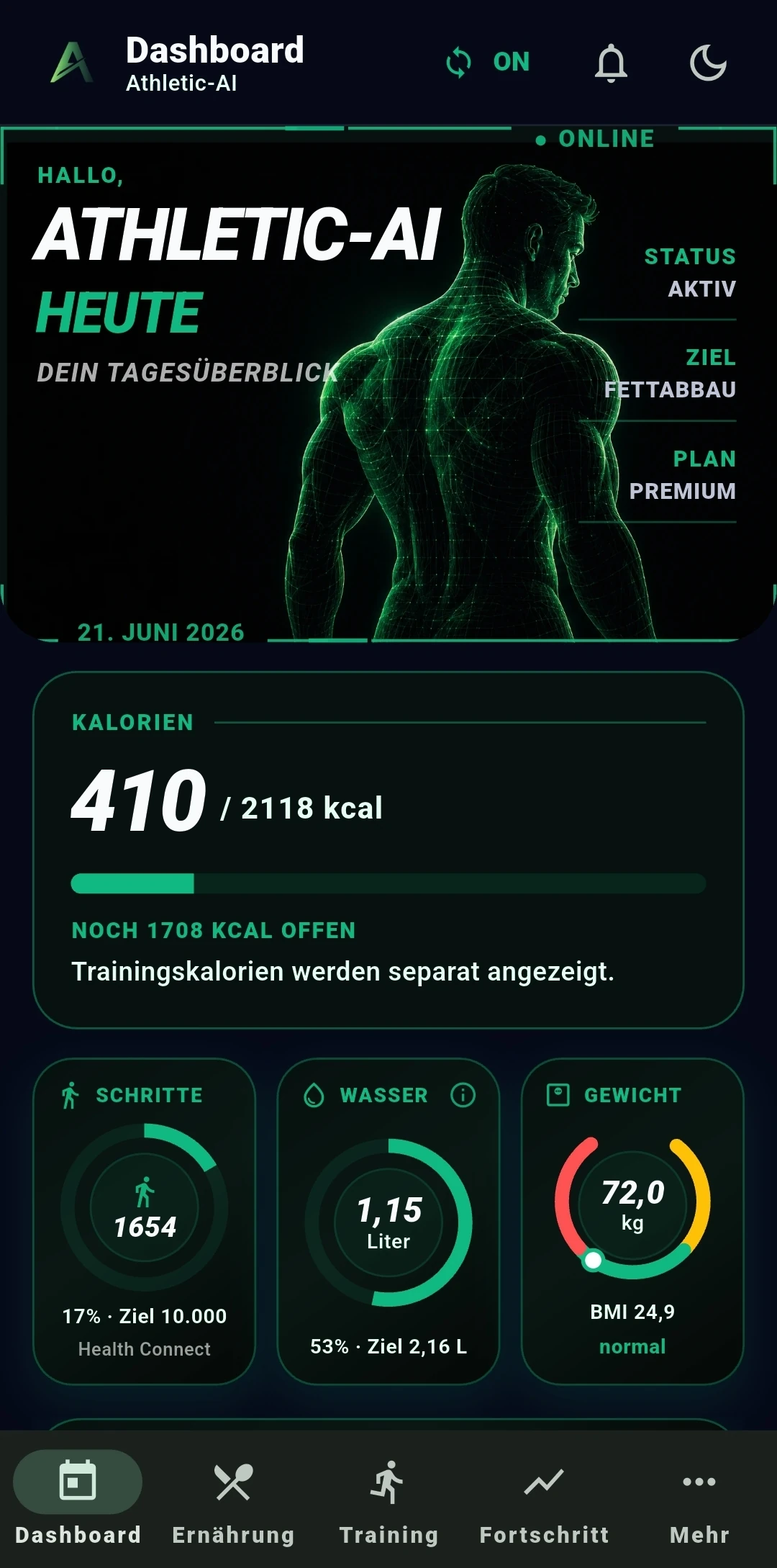 Athletic-AI Dashboard Dark Mode