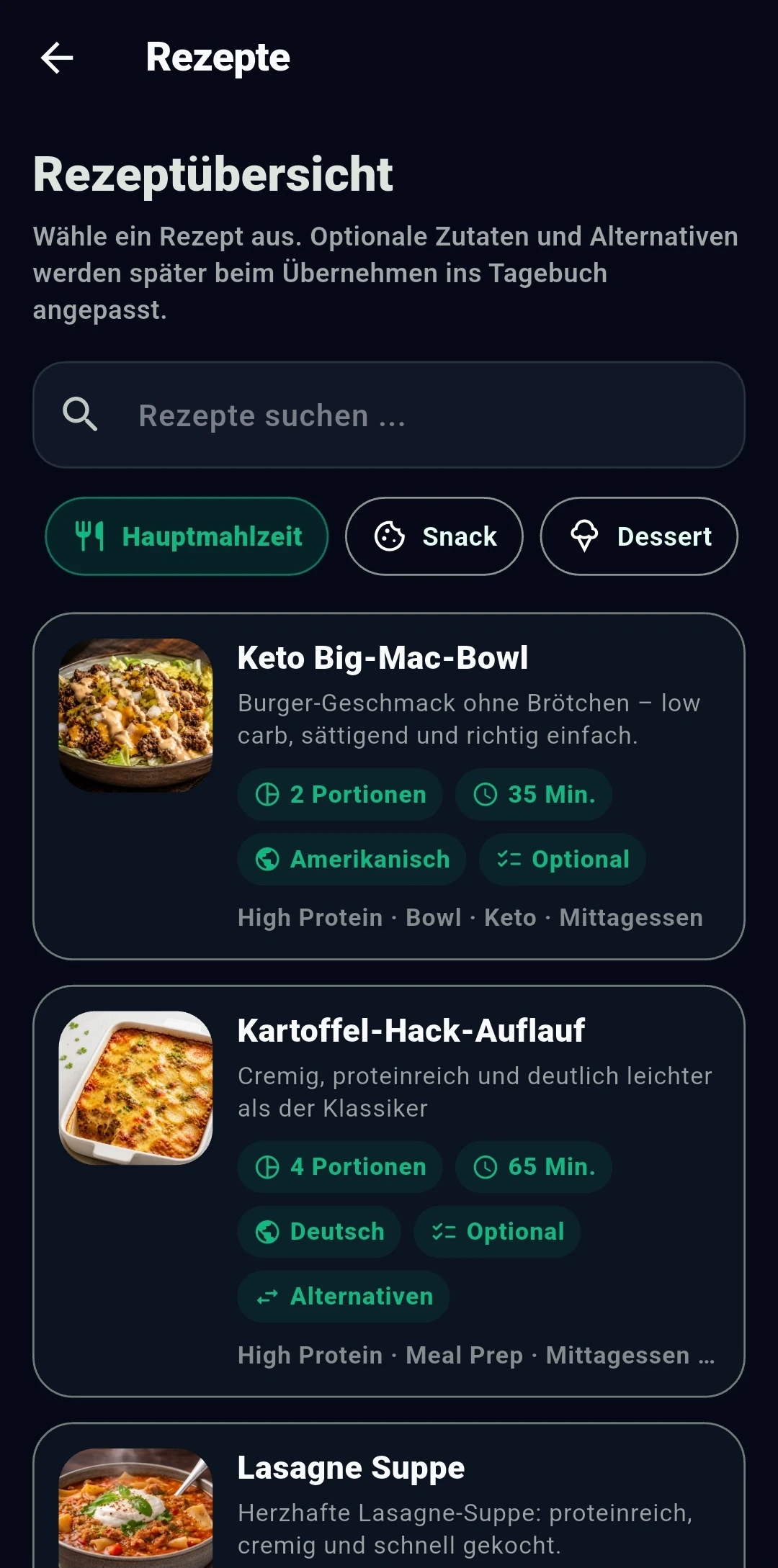 Rezepte Dark Mode